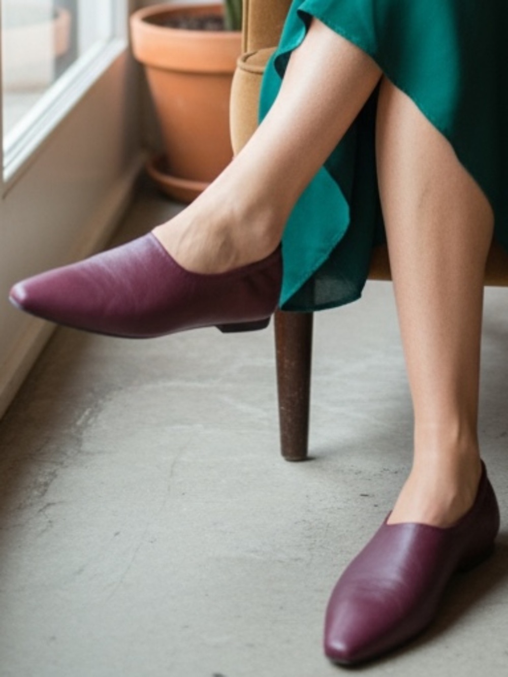 💐BNIB💐 Miista London leather glove flats in bordeaux - size 36
